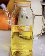 بطری روغن مربعی درب بامبو - Image 5