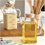 بطری روغن مربعی درب بامبو - Image 7