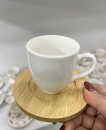 فنجان با نعلبکی بامبو قهوه خوری سفید - Image 3