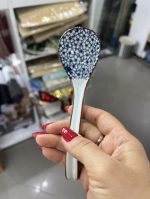 قاشق چینی گل سرمه ای